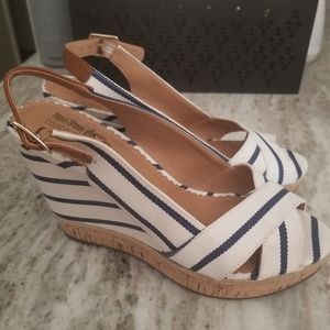 Stripped wedge heels
